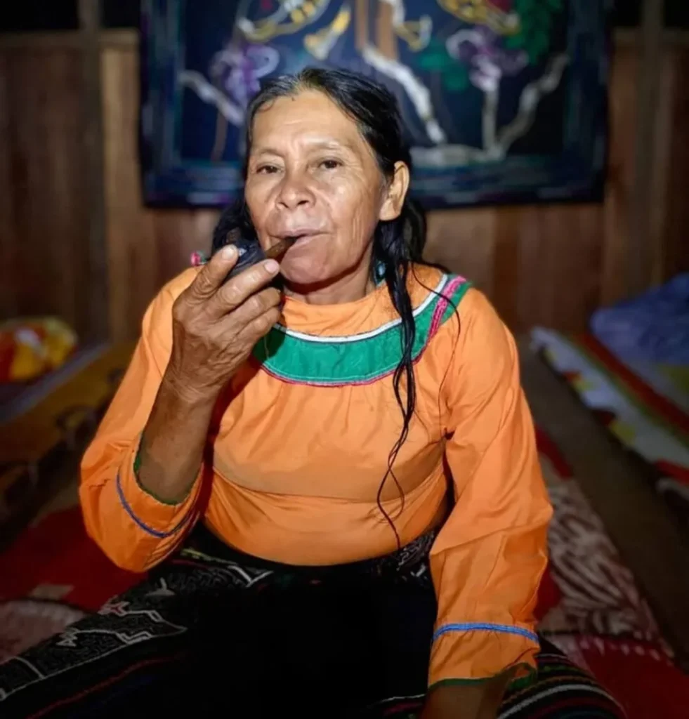 Shipibo ayahuasca healer leading an ceremony in Costa Rica, preserving indigenous traditions in a safe and sacred space